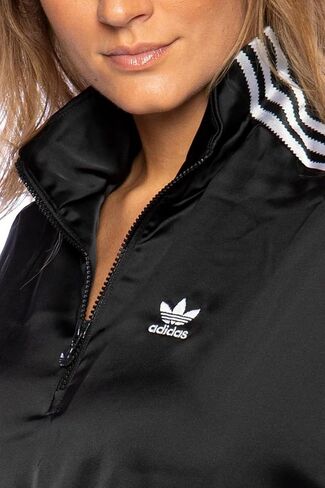 Adidas Originals Adicolor الكلاسيكية Classics Satin Quarter-Zip Pullover Track سترة ، أسود ، متوسط in Kuwait