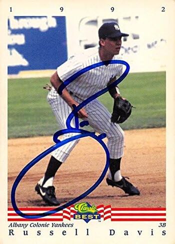 Russell Davis Card Baseball Card (Albany Colonie Yankees) 1992 Best Best Rookie #115 - بطاقات صاعد موقعة لكرة القدم in Saudi Arabia