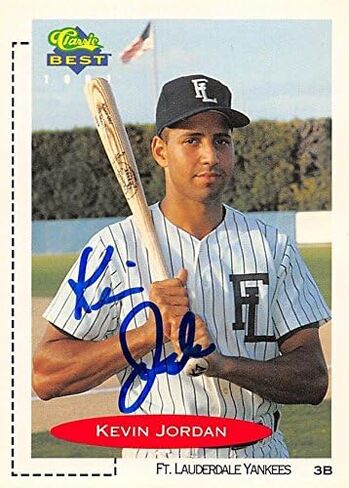 Topps Kevin Jordan بطاقة البيسبول الموقعة (Fort Lauderdale Yankees) 1991 كلاسيكي أفضل صاعد #96 - بطاقات الصاعد الموقعة لكرة القدم in Saudi Arabia