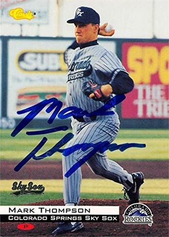 Mark Thompson Card Baseball Card (Colorado Springs Sky Sox ، Rockies) 1994 Classic Rookie #34 - بطاقات الصاعد الموقعة لكرة القدم in Saudi Arabia