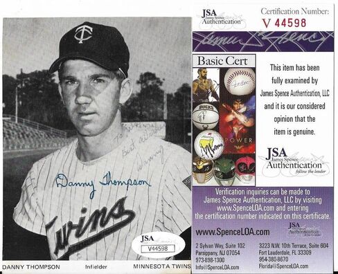 Danny Thompson Signed Autographed 3 1/2 X 5 Photo Card D. 1976 Jsa V44598 - Baseball Slabbed Autographed Cards in Saudi Arabia