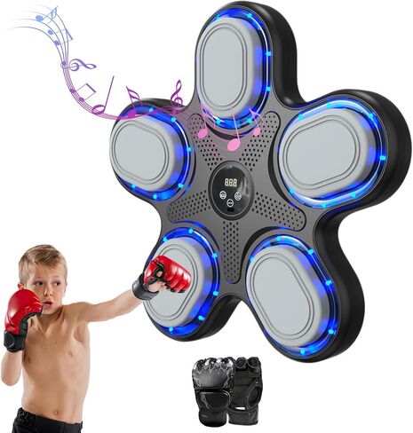 2025 Music Boxing Machine with Boxing Gloves, Smart Bluetooth Boxing Machine with LED Electronic Wall Mounted, Music Boxing Target Workout Punching Equipment for Home(Upgrade) in Kuwait