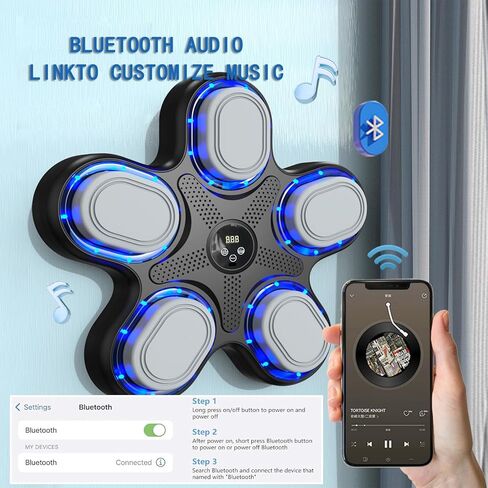 2025 Music Boxing Machine with Boxing Gloves, Smart Bluetooth Boxing Machine with LED Electronic Wall Mounted, Music Boxing Target Workout Punching Equipment for Home(Upgrade) in Kuwait