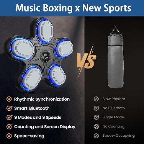 2025 Music Boxing Machine with Boxing Gloves, Smart Bluetooth Boxing Machine with LED Electronic Wall Mounted, Music Boxing Target Workout Punching Equipment for Home(Upgrade) in Kuwait