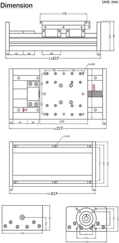 المحرك الخطي الثقيل دليل Double Guide Rail HGR20 4 Sliders Block SFU1605/1610/2005/SFU2010 100 ~ 1000mm rocke (1605 ballscrew ، 400mm rocke) in Kuwait