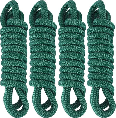 Fender Lines 6' x 3/8" Double Braided Boat Fender Lines 4 Pack, Boat Bumper Rope/Boat Fender Rope 9 Colors Boat Ropes for Docking with 5'' Eyelet Premium Dock Lines for Boats - Blue in Kuwait