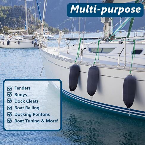 Fender Lines 6' x 3/8" Double Braided Boat Fender Lines 4 Pack, Boat Bumper Rope/Boat Fender Rope 9 Colors Boat Ropes for Docking with 5'' Eyelet Premium Dock Lines for Boats - Blue in Kuwait