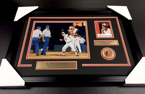 EARL WEAVER Signed Autographed Card Framed with 8x10 Photo BALTIMORE ORIOLES - MLB Autographed Baseball Cards in Saudi Arabia