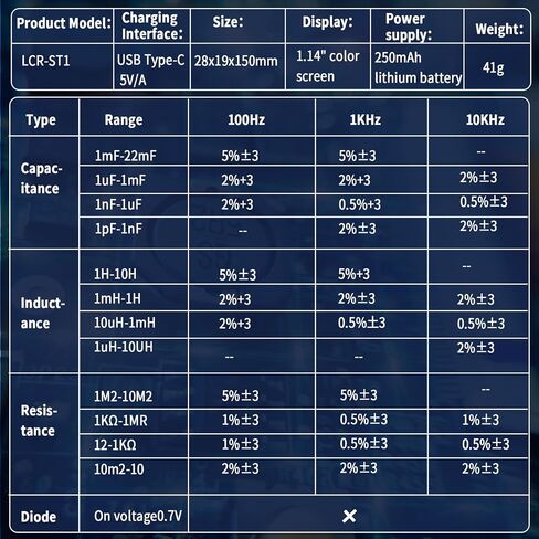 LCR Meter Multimeter Multimeter 10khz LCR Meter Tweezer مع دقة SMD Smd Mini Mini Mini لتردد جهد الحث ESR المقاوم ESR in Kuwait
