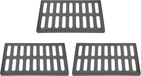 3Pack Cast Iron Drain Grate, 20x12 Outdoor Drain Cover, Sewer Grate, Durable Heavy Duty Channel Grate, Black Rectangle Drainage Grate for Driveway, Concrete, Yard, Garage in Saudi Arabia
