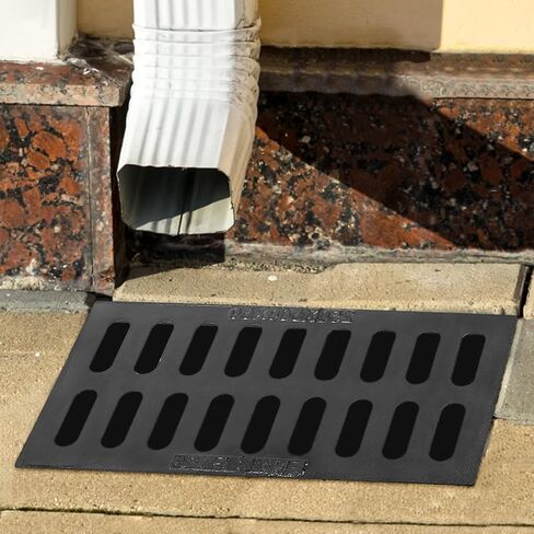 3Pack Cast Iron Drain Grate, 20x12 Outdoor Drain Cover, Sewer Grate, Durable Heavy Duty Channel Grate, Black Rectangle Drainage Grate for Driveway, Concrete, Yard, Garage in Saudi Arabia