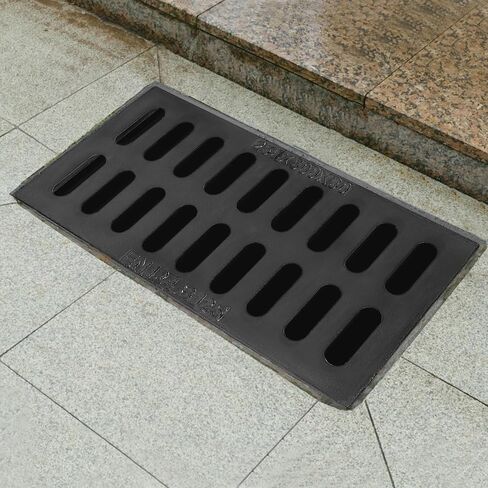 3Pack Cast Iron Drain Grate, 20x12 Outdoor Drain Cover, Sewer Grate, Durable Heavy Duty Channel Grate, Black Rectangle Drainage Grate for Driveway, Concrete, Yard, Garage in Saudi Arabia