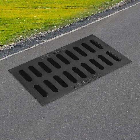 3Pack Cast Iron Drain Grate, 20x12 Outdoor Drain Cover, Sewer Grate, Durable Heavy Duty Channel Grate, Black Rectangle Drainage Grate for Driveway, Concrete, Yard, Garage in Saudi Arabia