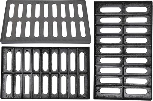 3Pack Cast Iron Drain Grate, 20x12 Outdoor Drain Cover, Sewer Grate, Durable Heavy Duty Channel Grate, Black Rectangle Drainage Grate for Driveway, Concrete, Yard, Garage in Saudi Arabia