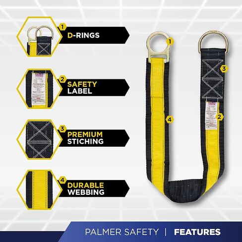 Palmer Safety Fall Protection Safety Harness Hammerhead Series Kit I I Premium Harness + Lanyard + D-Ring Extender Kit in Kuwait