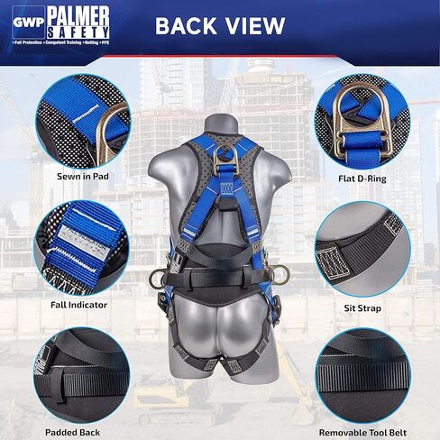 Palmer Safety Fall Protection Safety Harness Hammerhead Series Kit I I Premium Harness + Lanyard + D-Ring Extender Kit in Kuwait