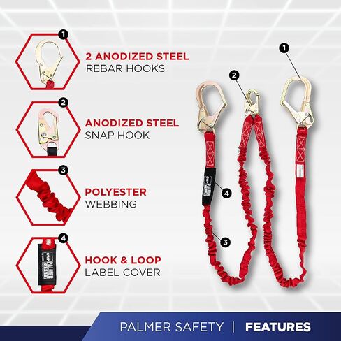Palmer Safety Fall Protection Safety Harness Hammerhead Series Kit I I Premium Harness + Lanyard + D-Ring Extender Kit in Kuwait