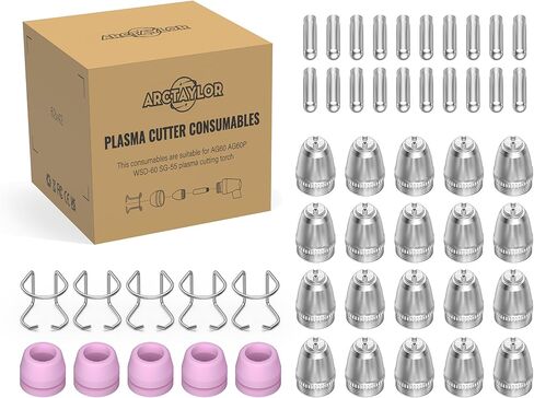 Ag60p Plasma Cutter Association ، Plasma Cutter Tips Foresles Coups Cups Kit 50pcs ، Ag60 WSD60 Ag55 Ag60p Plasma Torch Counstips in Saudi Arabia