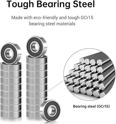 20 PCS 608-2RS Ball Bearings ، تحمل الصلب ، المطاط المزدوج ودعم RPM المرتفع ، محامل كرة أخدود عميقة مختومة. in Saudi Arabia