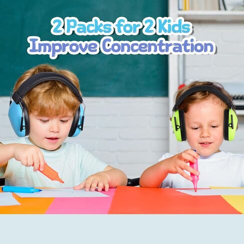 2 Packs Kids Hearing Protection Earmuffs, SNR28dB Kids Noise Cancelling Headphones, Noise Reduction Earmuffs for Autism Sensory & Concentration,Ear Protection for Fireworks/Event/Monster Truck/Concert in Kuwait