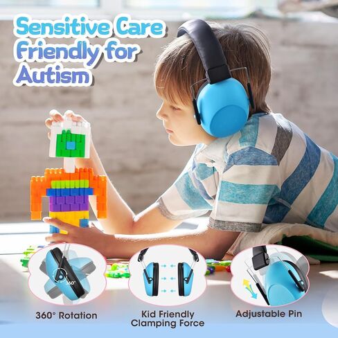2 Packs Kids Hearing Protection Earmuffs, SNR28dB Kids Noise Cancelling Headphones, Noise Reduction Earmuffs for Autism Sensory & Concentration,Ear Protection for Fireworks/Event/Monster Truck/Concert in Kuwait