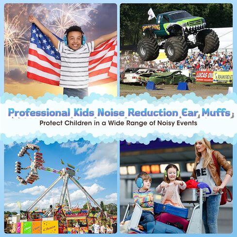 2 Packs Kids Hearing Protection Earmuffs, SNR28dB Kids Noise Cancelling Headphones, Noise Reduction Earmuffs for Autism Sensory & Concentration,Ear Protection for Fireworks/Event/Monster Truck/Concert in Kuwait