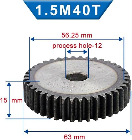 ترس محرك الصلب 1pcs 1.5m ترس تحفيز 40/41/42/43 أسنان 12 مم من العجلة العريس العريس منخفض الكربون in Saudi Arabia