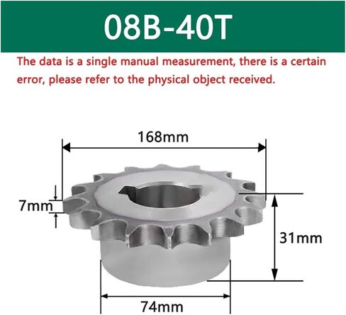 Steel Motor Drive Gear 1pcs 08B 40 Teeth Chain Gear Steel 40T Industrial Drive Sprocket Wheel Bore 18/20/22/24/25/28/30/32/35/38/40/42/45/48/50mm(25mm (Keyway 8mm)) in Saudi Arabia