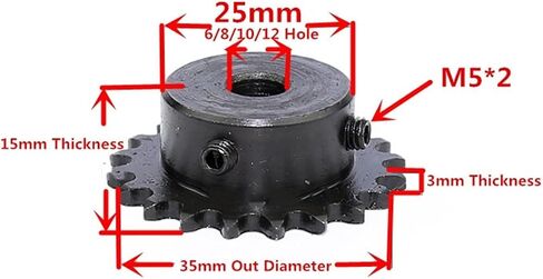 Steel Motor Drive Gear 1pcs 04C 16 Teeth 35mm Out Diameter6-12mm Inner Hole Industrial Steel Roller Chain Sprocket with Screw Thread(6mm) in Saudi Arabia