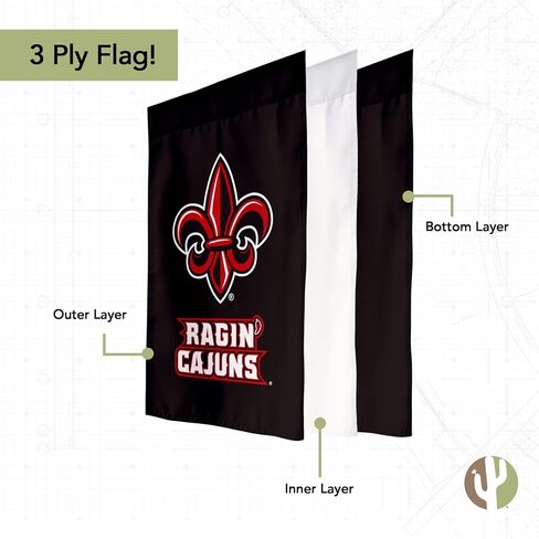 Desert Cactus University of Lousiaiana Lafayette ULL Garden Flag – 19 x 12 inch Ragin' Cajuns Banner, For Outdoor Display and Events (Design M) in Saudi Arabia