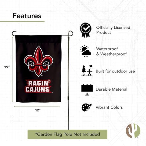 Desert Cactus University of Lousiaiana Lafayette ULL Garden Flag – 19 x 12 inch Ragin' Cajuns Banner, For Outdoor Display and Events (Design M) in Saudi Arabia