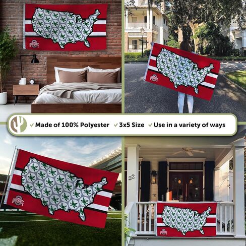Desert Cactus Ohio State University OSU Flag - 3 x 5 Feet Buckeyes Banner, Indoor/Outdoor Durable Fabric, 100% Polyester Design (Style B) in Saudi Arabia