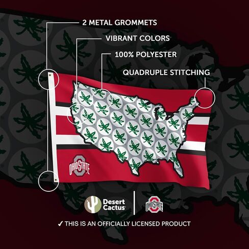 Desert Cactus Ohio State University OSU Flag - 3 x 5 Feet Buckeyes Banner, Indoor/Outdoor Durable Fabric, 100% Polyester Design (Style B) in Saudi Arabia
