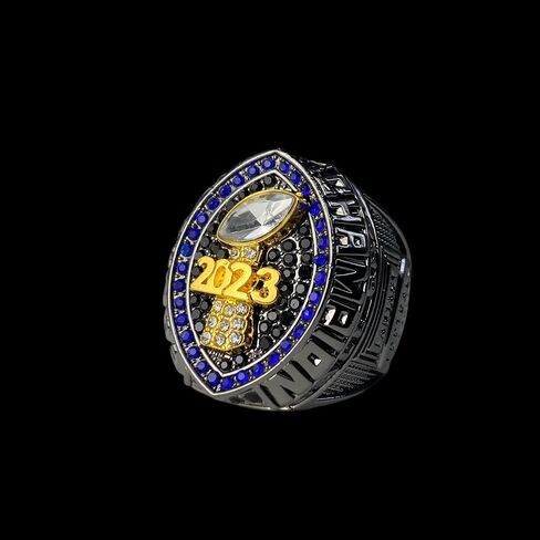 2023 الخيال بطولة كرة القدم خاتم | جائزة Black Gunmetal المطلية للفائز في دوري Fantasy Football | حجارة اللون in Saudi Arabia