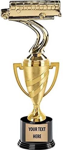 Crown Awards School Bus Trophy, 10.75" Gold Cup School Bus Trophies with Custom Engraving Prime in Saudi Arabia