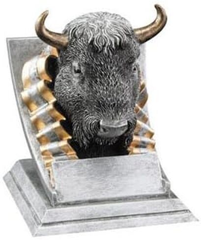 Decade Awards Buffalo Mascot Trophy - 4 Inch Tall | Engraved Bison Spirity Award, Silver and Gold - Customize Now in Saudi Arabia