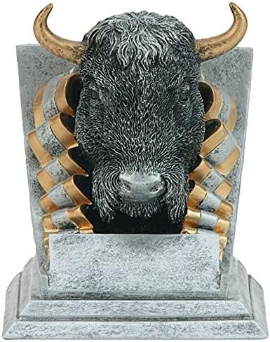 Decade Awards Buffalo Mascot Trophy - 4 Inch Tall | Engraved Bison Spirity Award, Silver and Gold - Customize Now in Saudi Arabia