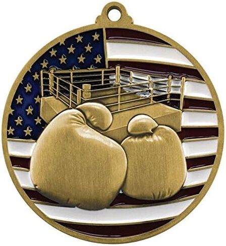 يمنح العقد ميدالية الملاكمة الوطنية - ميدالية ملاكمة محفورة مخصصة مع نجوم وشريط رقبة خطوط - تخصيص الآن (2.75 بوصة) in Kuwait