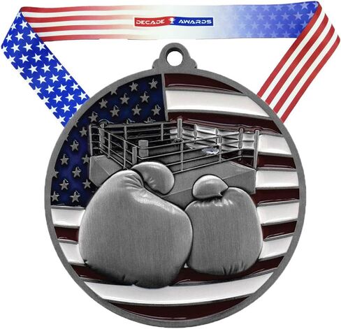 يمنح العقد ميدالية الملاكمة الوطنية - ميدالية ملاكمة محفورة مخصصة مع نجوم وشريط رقبة خطوط - تخصيص الآن (2.75 بوصة) in Kuwait