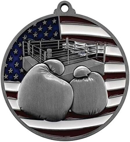 يمنح العقد ميدالية الملاكمة الوطنية - ميدالية ملاكمة محفورة مخصصة مع نجوم وشريط رقبة خطوط - تخصيص الآن (2.75 بوصة) in Kuwait