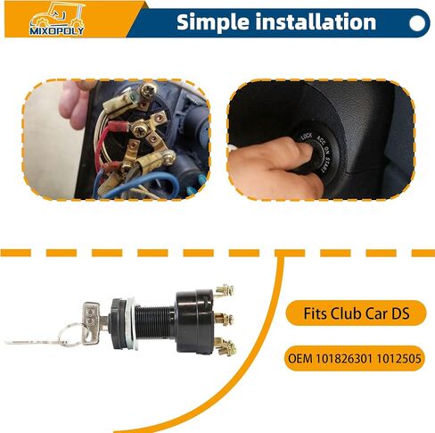 Golf Cart Ignition Key Switch 12 Volt for Club Car DS ، Limo ، Turf Gas Golf Cart 1996-up ، استبدل OEM 1018263-01 101826301 1012505 in Saudi Arabia