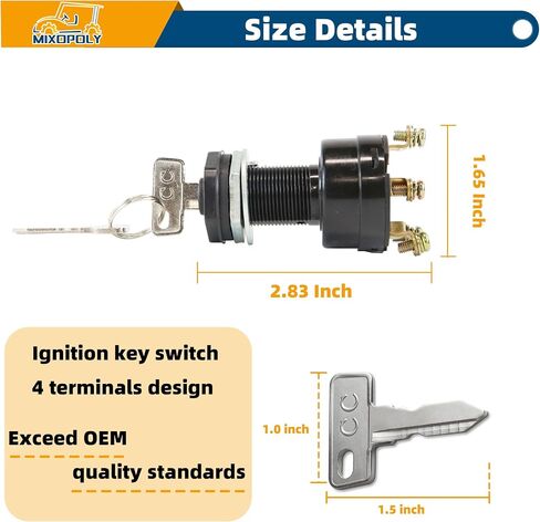 Golf Cart Ignition Key Switch 12 Volt for Club Car DS ، Limo ، Turf Gas Golf Cart 1996-up ، استبدل OEM 1018263-01 101826301 1012505 in Saudi Arabia