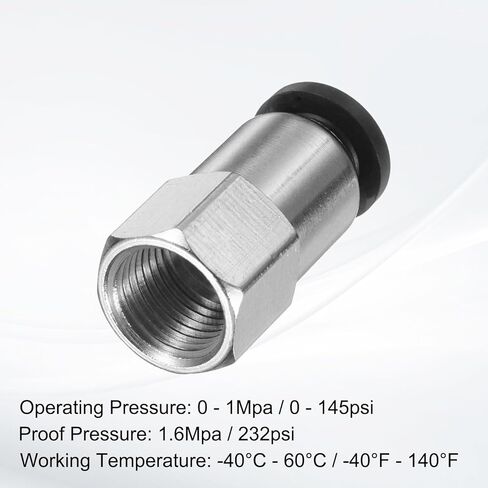 HARFINGTON 5pcs Push to Connect Fittings 1/2" Tube OD x 1/2" NPT Thread Female Straight Pneumatic Tube Fittings PCF1/2-N04 Quick Connect Air Line Fittings Air Hose Fittings, Black in Saudi Arabia