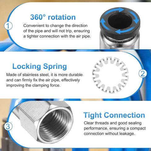 HARFINGTON 5pcs Push to Connect Fittings 1/2" Tube OD x 1/2" NPT Thread Female Straight Pneumatic Tube Fittings PCF1/2-N04 Quick Connect Air Line Fittings Air Hose Fittings, Black in Saudi Arabia