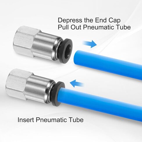 HARFINGTON 5pcs Push to Connect Fittings 1/2" Tube OD x 1/2" NPT Thread Female Straight Pneumatic Tube Fittings PCF1/2-N04 Quick Connect Air Line Fittings Air Hose Fittings, Black in Saudi Arabia