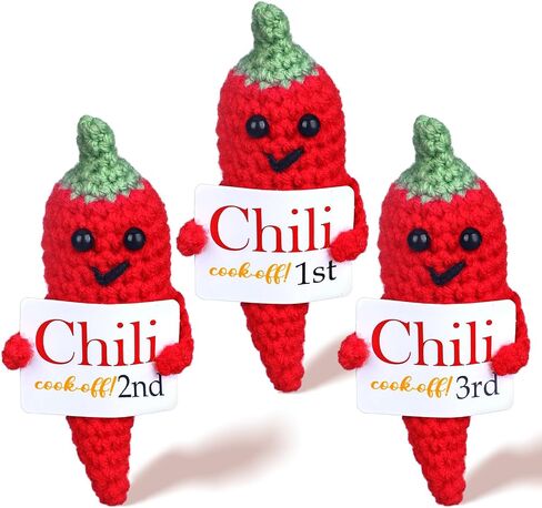 3 PCS Chili Cook Off Crochet Trophies 3.94 inch Red Chili Salsa Contest Pepper Trophy Medal in Saudi Arabia