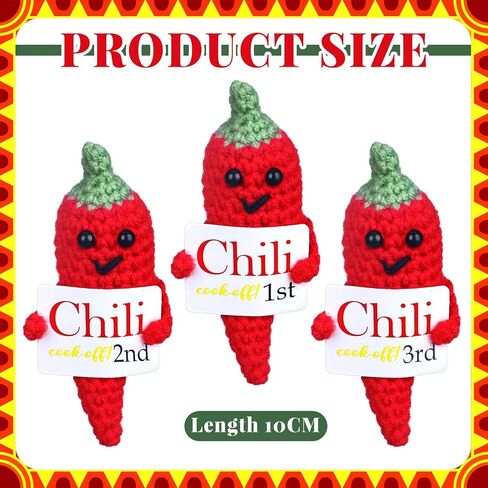3 PCS Chili Cook Off Crochet Trophies 3.94 inch Red Chili Salsa Contest Pepper Trophy Medal in Saudi Arabia
