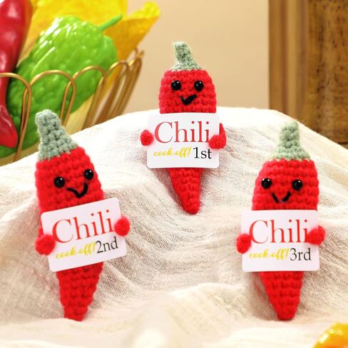 3 PCS Chili Cook Off Crochet Trophies 3.94 inch Red Chili Salsa Contest Pepper Trophy Medal in Saudi Arabia