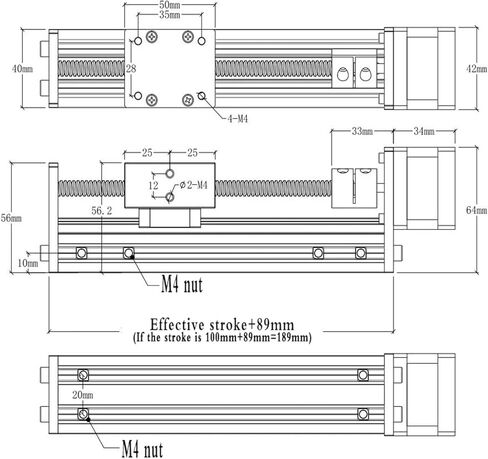 Mini Precision Stroke T-Type Self Lock Sliding Table Drive Kit 50~400mm NEMA17 Closed Loop Integrated Machine(0.7Nm Motor Kit) in Kuwait