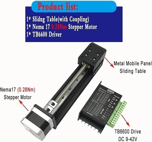 Mini Precision Stroke T-Type Self Lock Sliding Table Drive Kit 50~400mm NEMA17 Closed Loop Integrated Machine(0.7Nm Motor Kit) in Kuwait